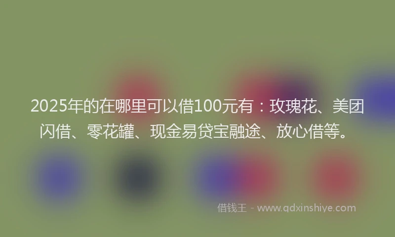 2025年的在哪里可以借100元有：玫瑰花、美团闪借、零花罐、现金易贷宝融途、放心借等。