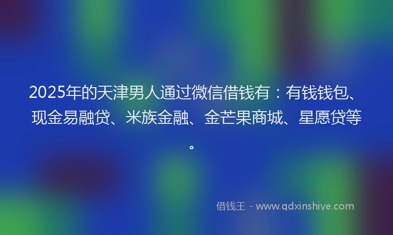 2025年的天津男人通过微信借钱有：有钱钱包、现金易融贷、米族金融、金芒果商城、星愿贷等。