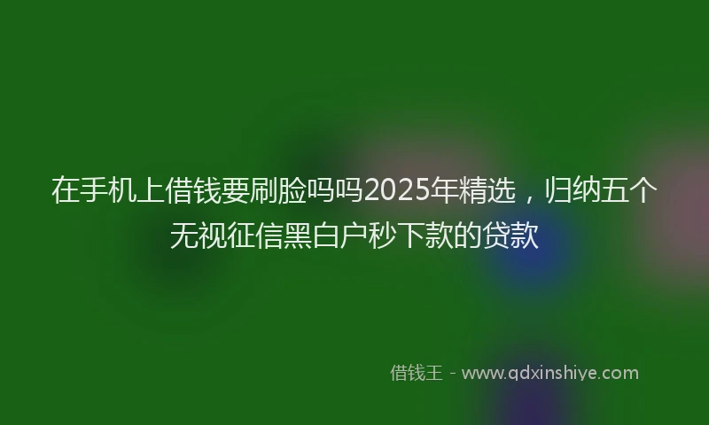 在手机上借钱要刷脸吗吗2025年精选，归纳五个无视征信黑白户秒下款的贷款