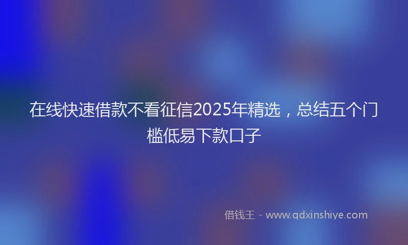 在线快速借款不看征信2025年精选，总结五个门槛低易下款口子