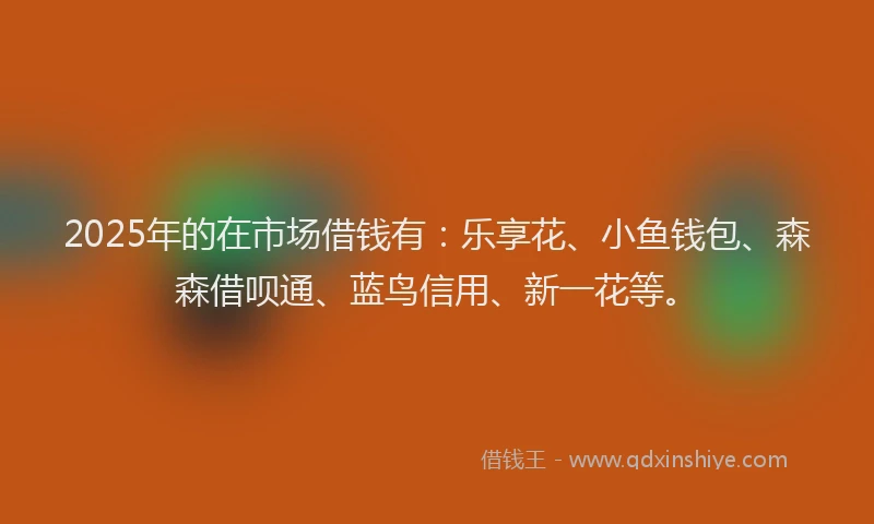 2025年的在市场借钱有：乐享花、小鱼钱包、森森借呗通、蓝鸟信用、新一花等。