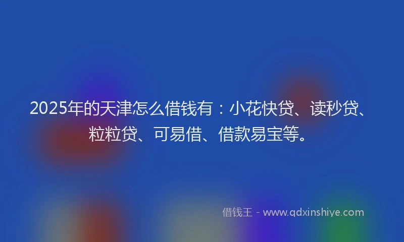 2025年的天津怎么借钱有：小花快贷、读秒贷、粒粒贷、可易借、借款易宝等。