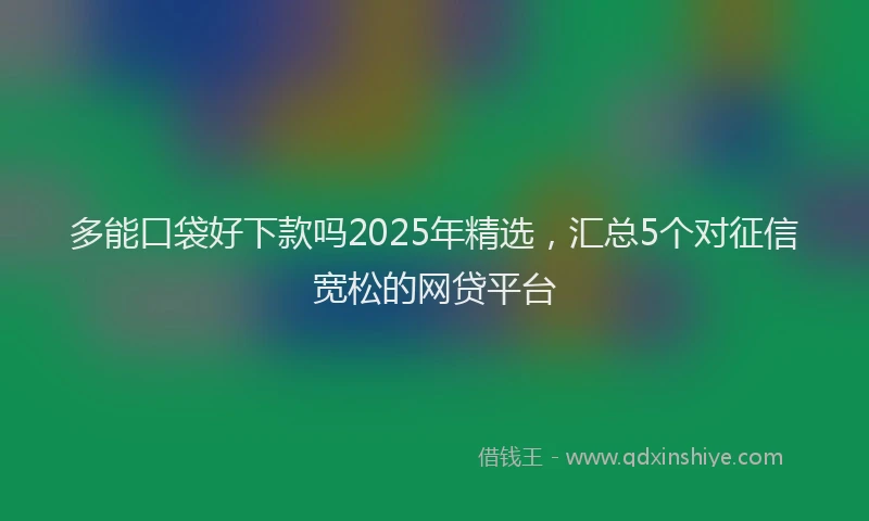 多能口袋好下款吗2025年精选，汇总5个对征信宽松的网贷平台