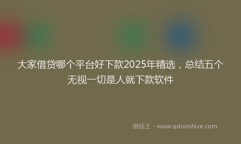 大家借贷哪个平台好下款2025年精选，总结五个无视一切是人就下款软件