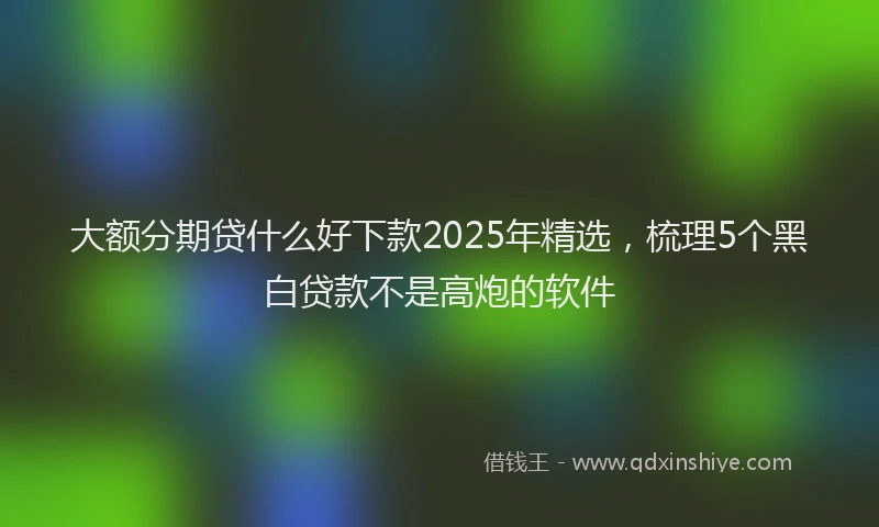 大额分期贷什么好下款2025年精选，梳理5个黑白贷款不是高炮的软件