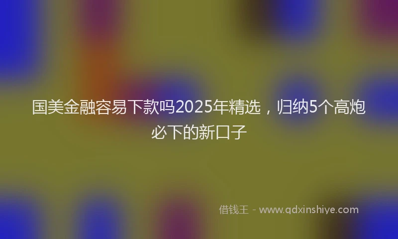 国美金融容易下款吗2025年精选，归纳5个高炮必下的新口子