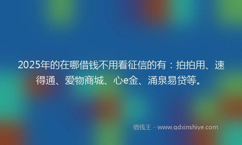 2025年的在哪借钱不用看征信的有：拍拍用、速得通、爱物商城、心e金、涌泉易贷等。