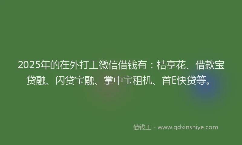 2025年的在外打工微信借钱有：桔享花、借款宝贷融、闪贷宝融、掌中宝租机、首E快贷等。