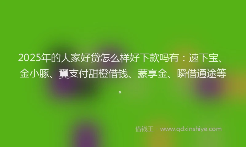 2025年的大家好贷怎么样好下款吗有：速下宝、金小豚、翼支付甜橙借钱、蒙享金、瞬借通途等。