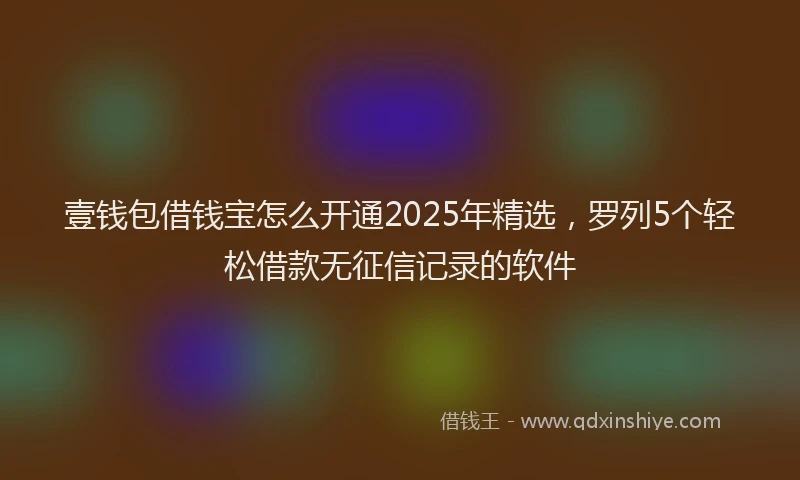 壹钱包借钱宝怎么开通2025年精选，罗列5个轻松借款无征信记录的软件