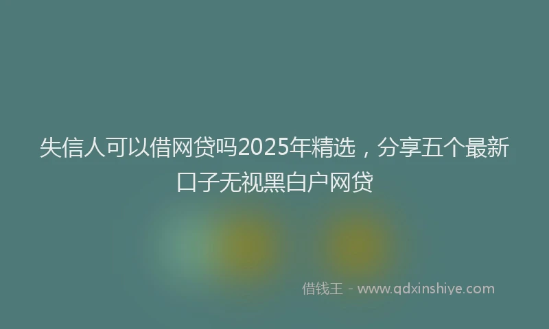 失信人可以借网贷吗2025年精选，分享五个最新口子无视黑白户网贷