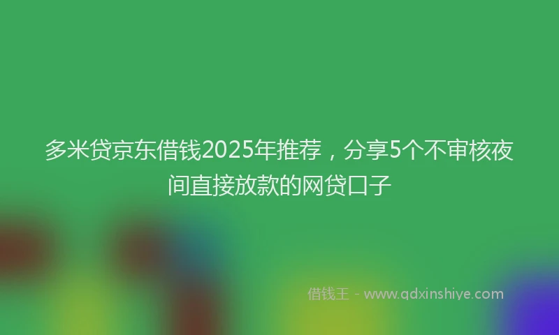 多米贷京东借钱2025年推荐，分享5个不审核夜间直接放款的网贷口子