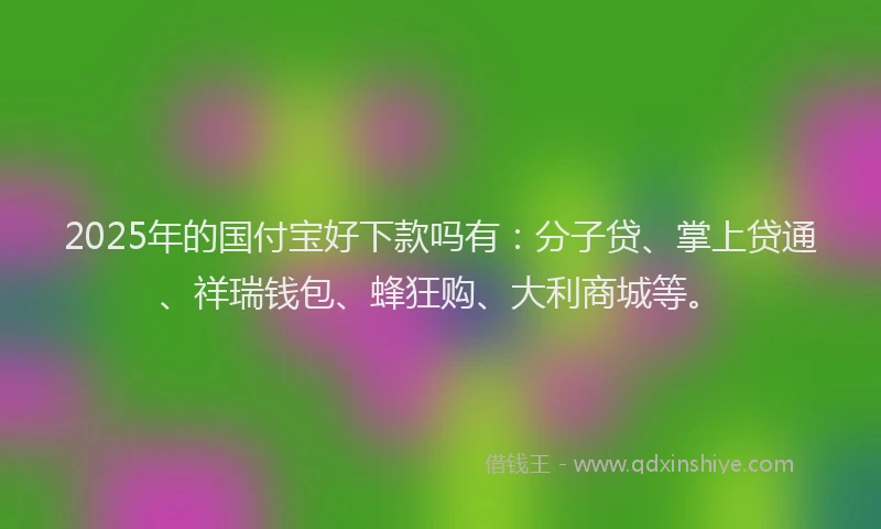 2025年的国付宝好下款吗有：分子贷、掌上贷通、祥瑞钱包、蜂狂购、大利商城等。