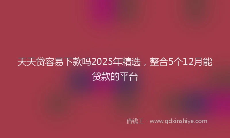 天天贷容易下款吗2025年精选，整合5个12月能贷款的平台
