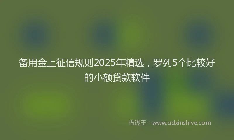 备用金上征信规则2025年精选，罗列5个比较好的小额贷款软件