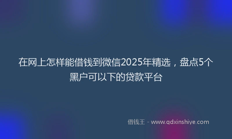 在网上怎样能借钱到微信2025年精选，盘点5个黑户可以下的贷款平台