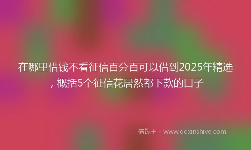在哪里借钱不看征信百分百可以借到2025年精选，概括5个征信花居然都下款的口子