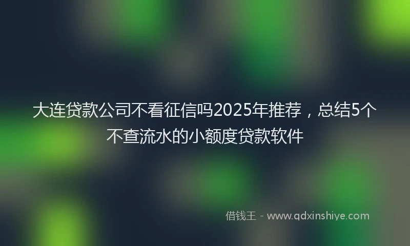 大连贷款公司不看征信吗2025年推荐，总结5个不查流水的小额度贷款软件