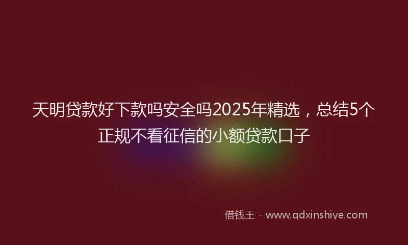 天明贷款好下款吗安全吗2025年精选，总结5个正规不看征信的小额贷款口子