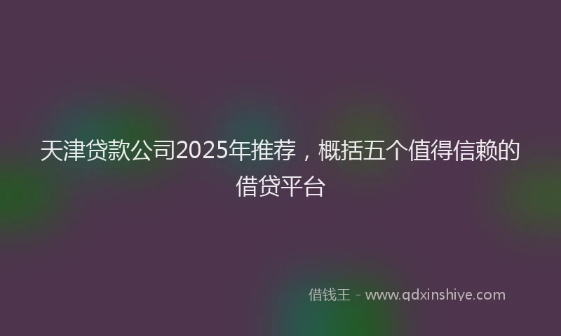 天津贷款公司2025年推荐，概括五个值得信赖的借贷平台