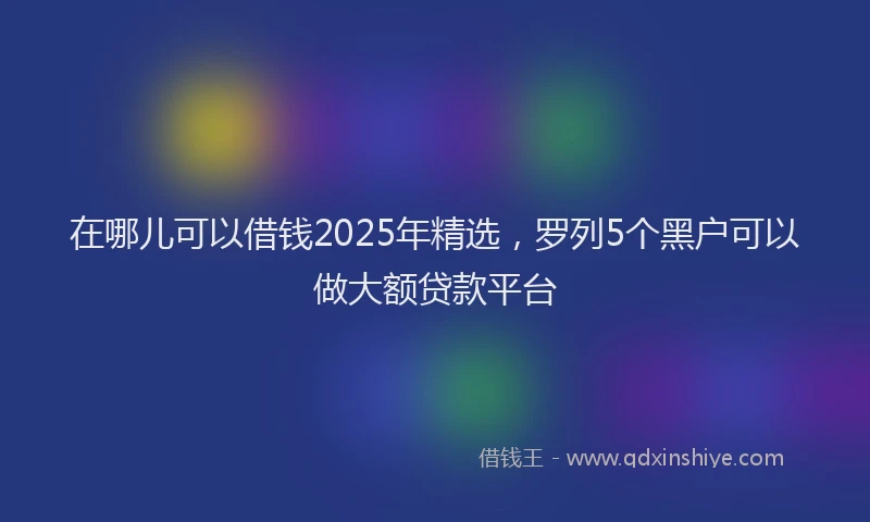 在哪儿可以借钱2025年精选，罗列5个黑户可以做大额贷款平台