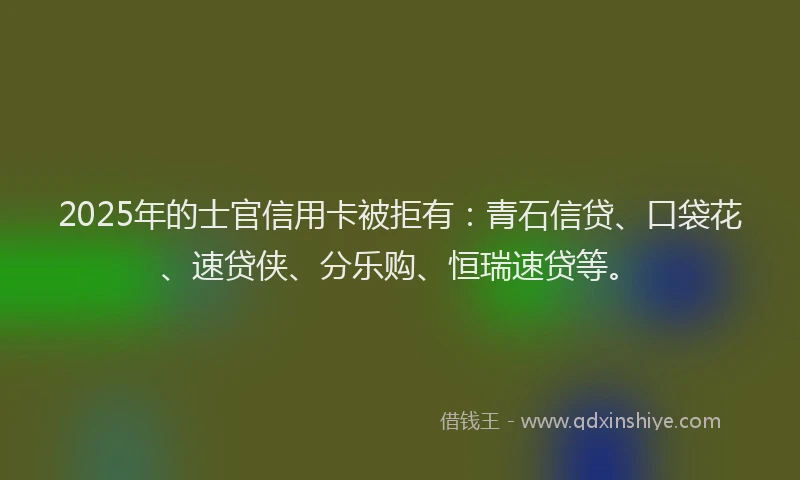 2025年的士官信用卡被拒有：青石信贷、口袋花、速贷侠、分乐购、恒瑞速贷等。