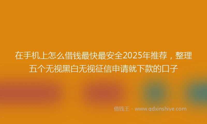 在手机上怎么借钱最快最安全2025年推荐，整理五个无视黑白无视征信申请就下款的口子