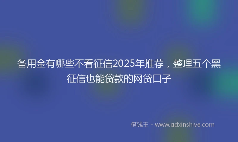 备用金有哪些不看征信2025年推荐，整理五个黑征信也能贷款的网贷口子