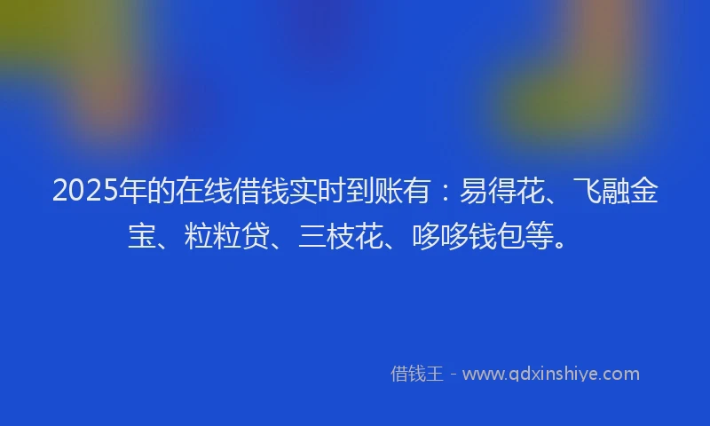 2025年的在线借钱实时到账有：易得花、飞融金宝、粒粒贷、三枝花、哆哆钱包等。