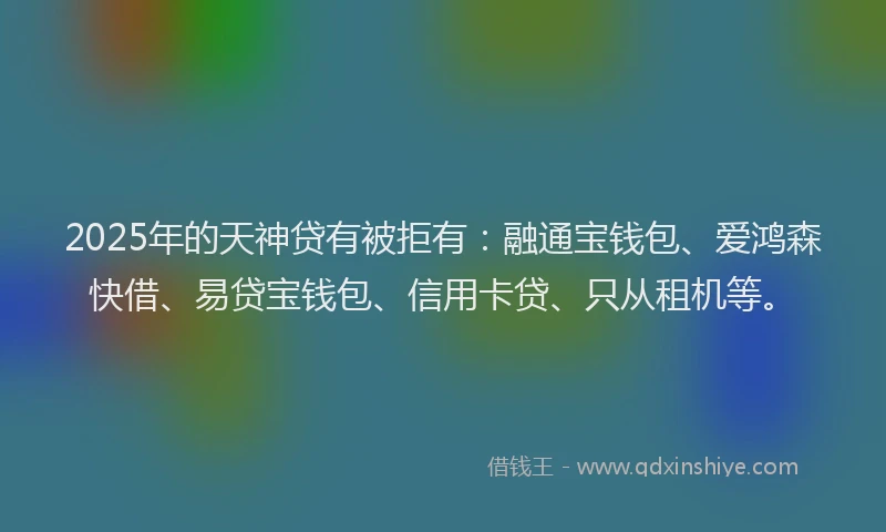 2025年的天神贷有被拒有：融通宝钱包、爱鸿森快借、易贷宝钱包、信用卡贷、只从租机等。