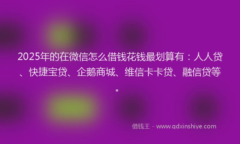 2025年的在微信怎么借钱花钱最划算有：人人贷、快捷宝贷、企鹅商城、维信卡卡贷、融信贷等。