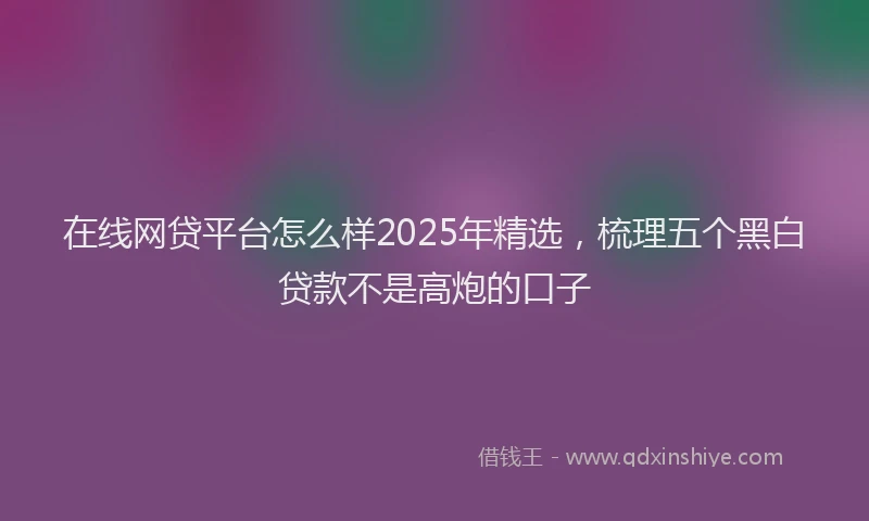 在线网贷平台怎么样2025年精选，梳理五个黑白贷款不是高炮的口子