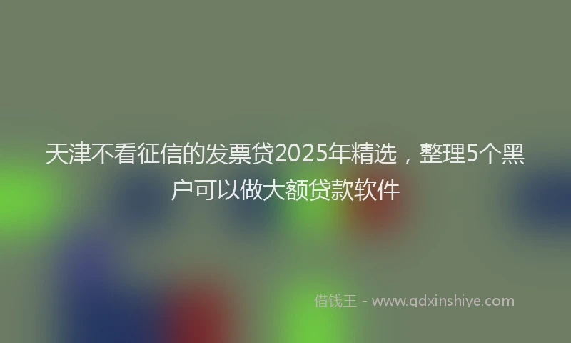 天津不看征信的发票贷2025年精选，整理5个黑户可以做大额贷款软件