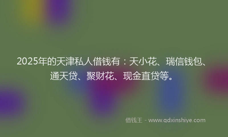 2025年的天津私人借钱有：天小花、瑞信钱包、通天贷、聚财花、现金直贷等。
