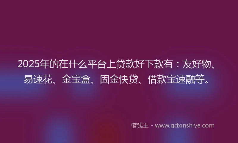 2025年的在什么平台上贷款好下款有：友好物、易速花、金宝盒、固金快贷、借款宝速融等。