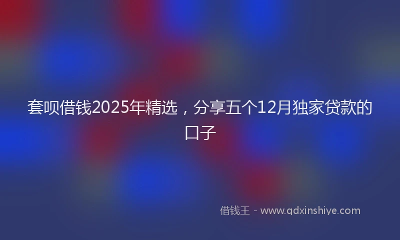 套呗借钱2025年精选，分享五个12月独家贷款的口子