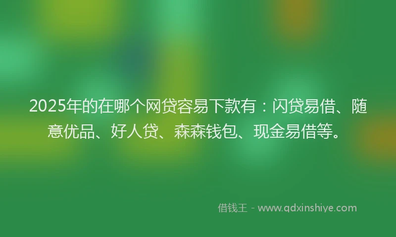 2025年的在哪个网贷容易下款有:闪贷易借、随意优品、好人贷、森森钱包、现金易借等。