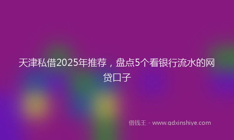 天津私借2025年推荐，盘点5个看银行流水的网贷口子