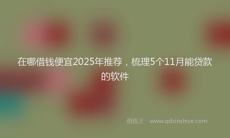 在哪借钱便宜2025年推荐，梳理5个11月能贷款的软件