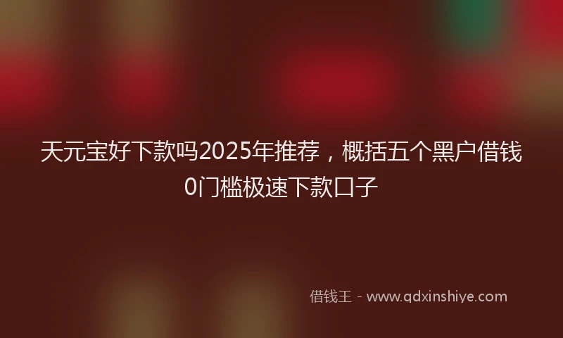 天元宝好下款吗2025年推荐，概括五个黑户借钱0门槛极速下款口子
