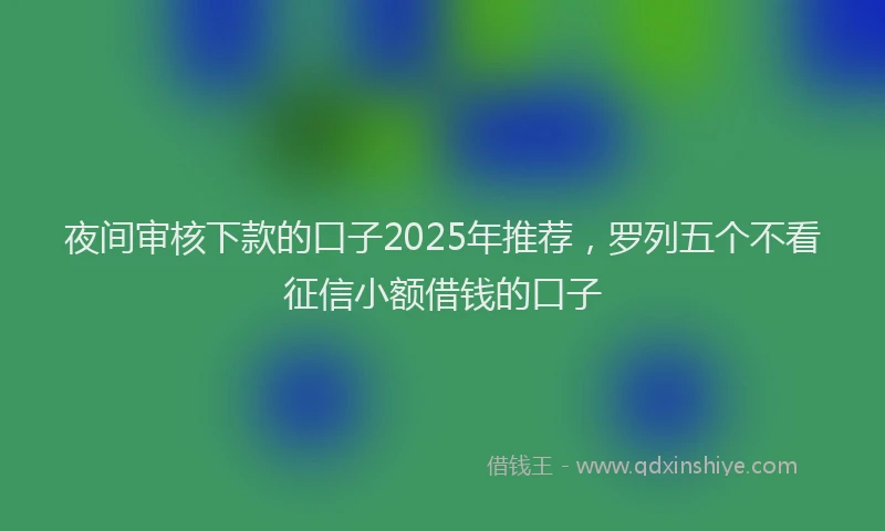 夜间审核下款的口子2025年推荐，罗列五个不看征信小额借钱的口子