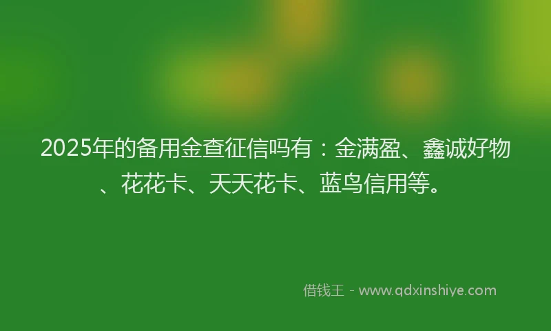 2025年的备用金查征信吗有：金满盈、鑫诚好物、花花卡、天天花卡、蓝鸟信用等。