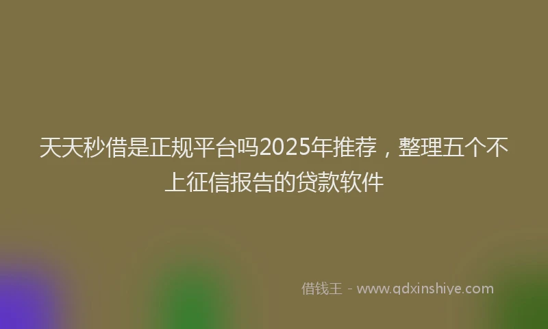天天秒借是正规平台吗2025年推荐，整理五个不上征信报告的贷款软件