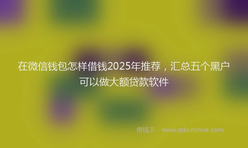 在微信钱包怎样借钱2025年推荐，汇总五个黑户可以做大额贷款软件