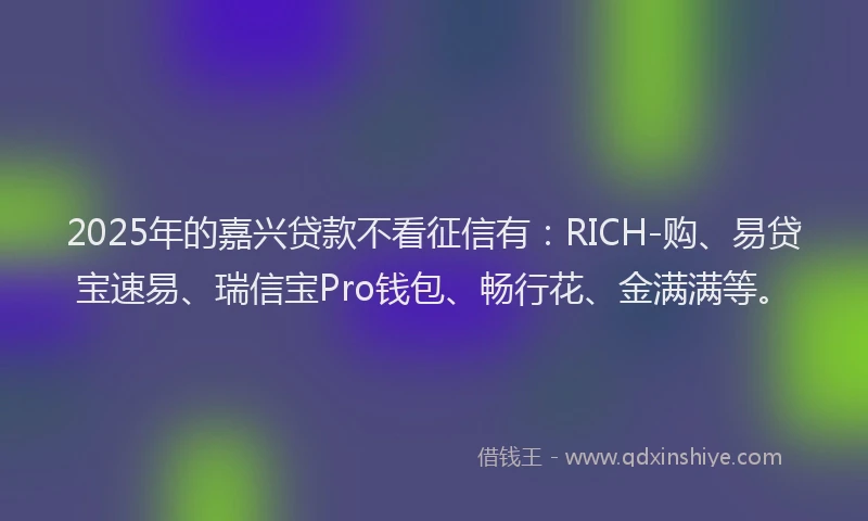 2025年的嘉兴贷款不看征信有：RICH-购、易贷宝速易、瑞信宝Pro钱包、畅行花、金满满等。