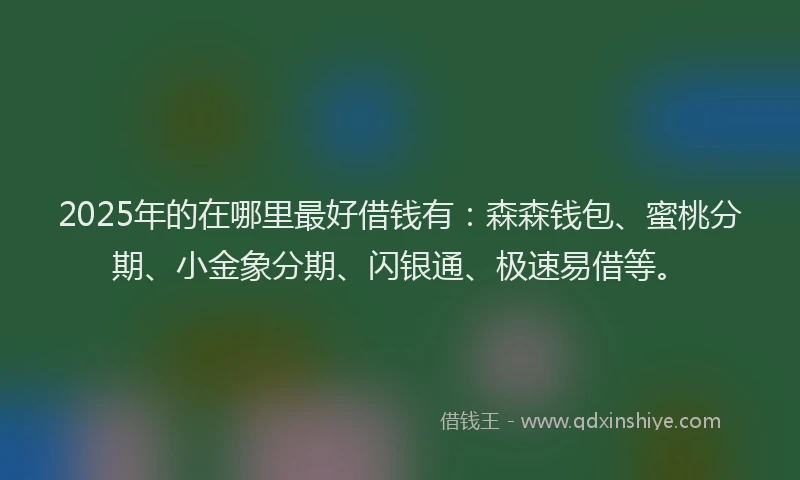 2025年的在哪里最好借钱有：森森钱包、蜜桃分期、小金象分期、闪银通、极速易借等。