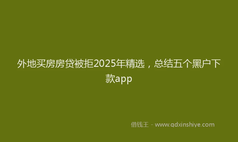 外地买房房贷被拒2025年精选，总结五个黑户下款app