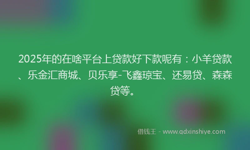 2025年的在啥平台上贷款好下款呢有：小羊贷款、乐金汇商城、贝乐享-飞鑫琼宝、还易贷、森森贷等。