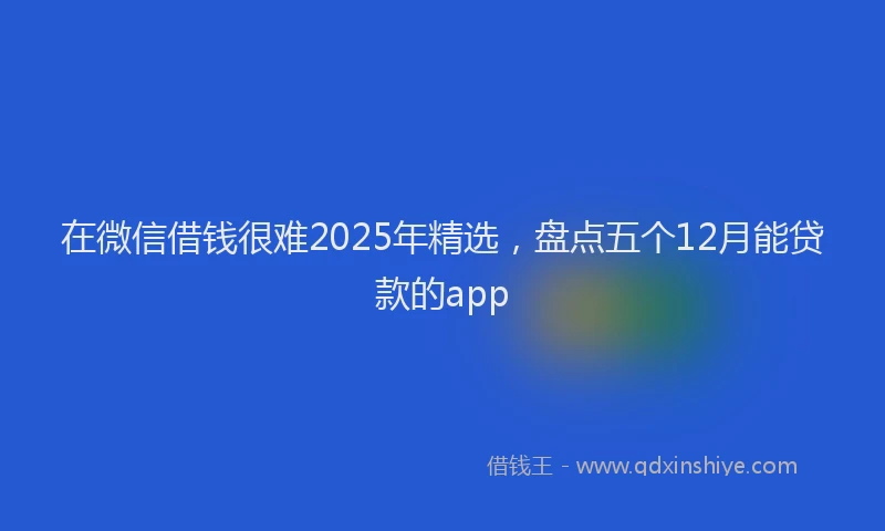 在微信借钱很难2025年精选,盘点五个12月能贷款的app