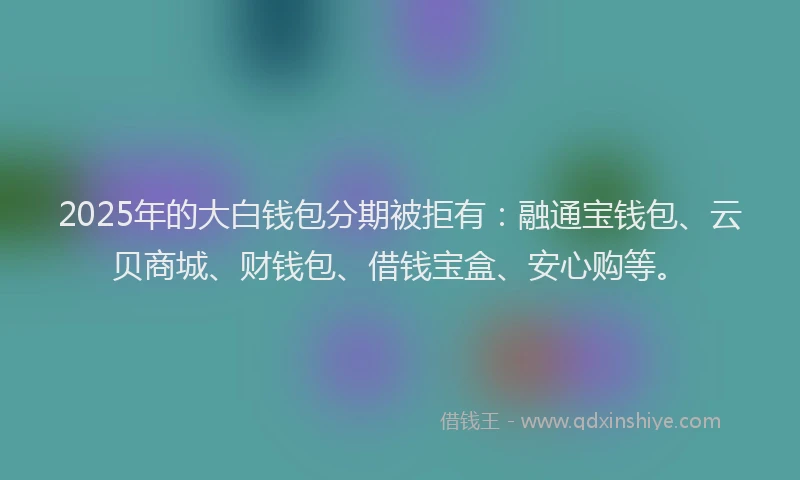 2025年的大白钱包分期被拒有：融通宝钱包、云贝商城、财钱包、借钱宝盒、安心购等。